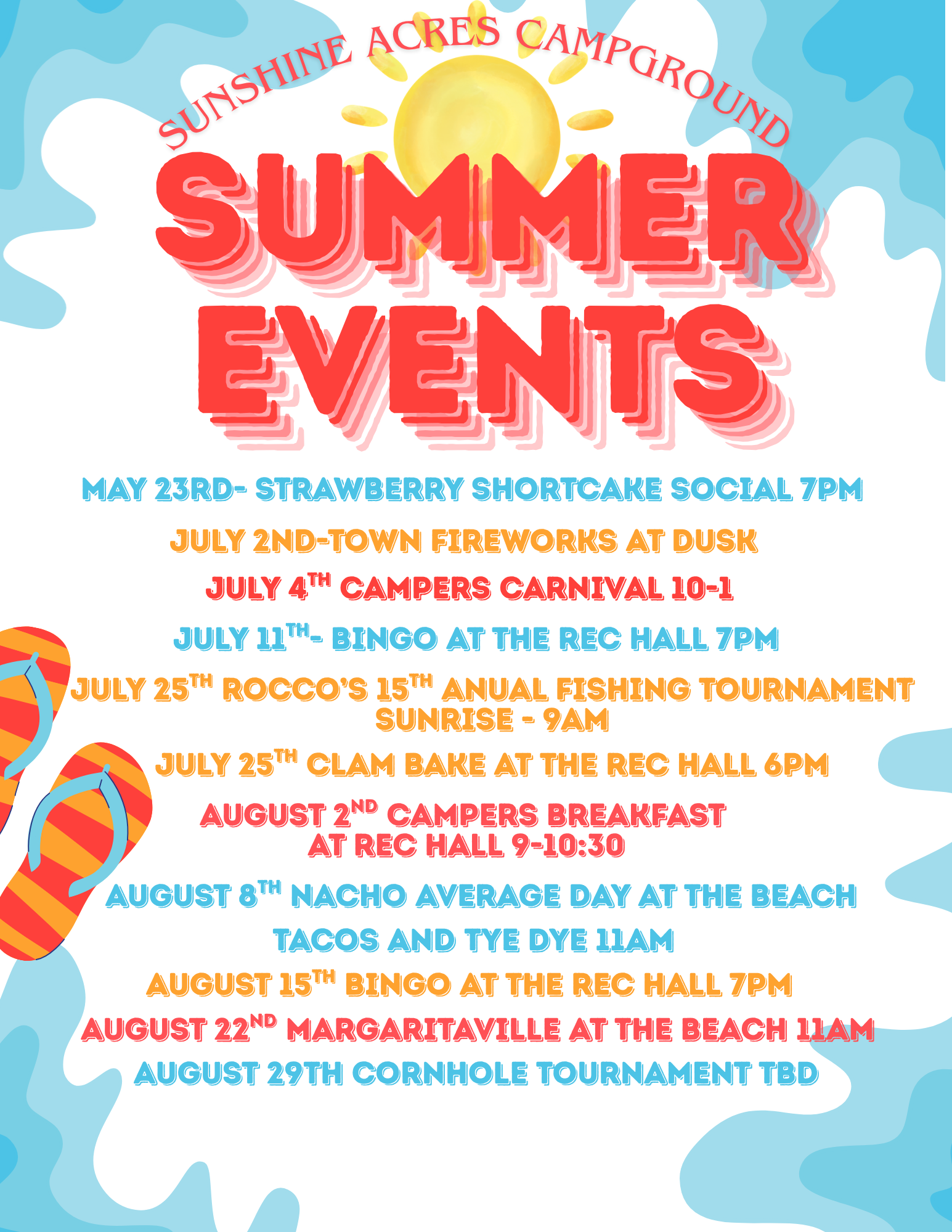 sunshine acres nh campground 2026 calendar of events